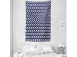 Abakuhaus Arazzo E Copriletto Blu Navy, Disegno Grunge Abbozzato In Morbido Tessuto Microfibra Lavabile Senza Scolorimento, Stampa Digitale, 140 X 230 Cm, Blu Scuro E Bianco