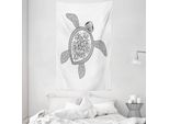 Abakuhaus Arazzo E Copriletto Bianco E Nero, Tartaruga In Morbido Tessuto Microfibra Lavabile Senza Scolorimento Stampa Digitale, 140 X 230 Cm, Bianco Nero