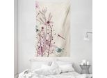 Abakuhaus Arazzo E Copriletto Rosa Pallido, Grunge Drangonfly In Morbido Tessuto Microfibra Lavabile Senza Scolorimento Stampa Digitale, 140 X 230 Cm, Rosa Pallido Bordeaux