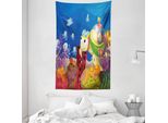 Abakuhaus Kids Arazzo E Copriletto, Tartaruga Cartoon Per Bambini In Morbido Tessuto Microfibra Lavabile Senza Scolorimento Stampa Digitale, 140 X 230 Cm, Multicolore