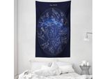 Abakuhaus Tappeto Da Parete E Copriletto, Mappa Celeste Antica In Morbido Tessuto Microfibra Lavabile Senza Scolorimento Stampa Digitale, 140 X 230 Cm, Blu Blu Scuro Beige