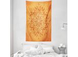 Abakuhaus Arazzo E Copriletto, Mandala Arancione In Morbido Tessuto Microfibra Lavabile Senza Scolorimento Stampa Digitale, 140 X 230 Cm, Arancione
