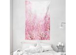 Abakuhaus Arazzo E Copriletto Rosa Pallido, Romantic Sakura Tree In Morbido Tessuto Microfibra Lavabile Senza Scolorimento Stampa Digitale, 140 X 230 Cm, Rosa Baby