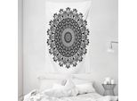 Abakuhaus Arazzo E Copriletto, Tribal Flower In Morbido Tessuto Microfibra Lavabile Senza Scolorimento, Stampa Digitale, 140 X 230 Cm, Bianco E Nero