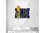 Abakuhaus Arazzo E Copriletto Zombie, Volto Umano Morto In Morbido Tessuto Microfibra Lavabile Senza Scolorimento, Stampa Digitale, 140 X 230 Cm, Blu Scuro E Giallo