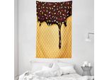 Abakuhaus Arazzo E Copriletto Eis, Choco Waffel In Morbido Tessuto Microfibra Lavabile Senza Scolorimento Stampa Digitale, 140 X 230 Cm, Marrone Scuro Senape