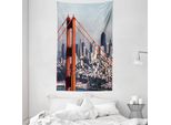 Abakuhaus Stati Uniti Arazzo E Copriletto, San Francisco In Morbido Tessuto Microfibra Lavabile Senza Scolorimento Stampa Digitale, 140 X 230 Cm, Arancione Bianco Blu