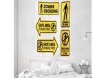 Abakuhaus Arazzo E Copriletto Zombie, Safe Area Zone In Morbido Tessuto Microfibra Lavabile Senza Scolorimento Stampa Digitale, 140 X 230 Cm, Giallo Nero