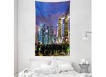 Abakuhaus Tappeto Da Viaggio E Copriletto, Città Di Singapore In Morbido Tessuto Microfibra Lavabile Senza Scolorimento, Stampa Digitale, 140 X 230 Cm, Multicolore