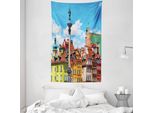 Abakuhaus Tappeto Da Viaggio E Copriletto, Scenic Old Warsaw In Morbido Tessuto Microfibra Lavabile Senza Scolorimento Stampa Digitale, 140 X 230 Cm, Multicolore