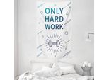 Abakuhaus Arazzo E Copriletto Fitness, Parole Sportive, Manubrio, In Morbido Tessuto Microfibra, Lavabile Senza Scolorimento, Stampa Digitale, 140 X 230 Cm, Bianco, Blu, Viola