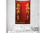 Abakuhaus Arazzo E Copriletto Con Draghi, Creature Storiche In Morbido Tessuto Microfibra Lavabile Senza Scolorimento Stampa Digitale, 140 X 230 Cm, Arancione Giallo