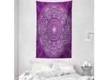 Abakuhaus Arazzo E Copriletto Viola Mandala, Tibetian Cosmos In Morbido Tessuto Microfibra Lavabile Senza Scolorimento Stampa Digitale, 140 X 230 Cm, Bianco Viola