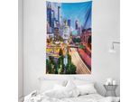 Abakuhaus Stati Uniti Arazzo E Copriletto, Atlanta, Georgia In Morbido Tessuto Microfibra Lavabile Senza Scolorimento Stampa Digitale, 140 X 230 Cm, Azzurro Giallo Rosso Corallo