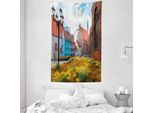 Abakuhaus Arazzo Vittoriano E Copriletto, Old City Riga Lettonia In Morbido Tessuto Microfibra Lavabile Senza Scolorimento Stampa Digitale, 140 X 230 Cm, Multicolore