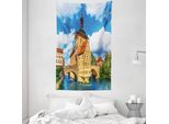 Abakuhaus Tappeto Da Viaggio E Copriletto, Municipio Tedesco In Morbido Tessuto Microfibra Lavabile Senza Scolorimento Stampa Digitale, 140 X 230 Cm, Multicolore