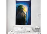 Abakuhaus Arazzo E Copriletto, Alba Mattutina, Tessuto In Morbida Microfibra, Lavabile Senza Scolorimento, Stampa Digitale, 140 X 230 Cm, Verde Blu Giallo