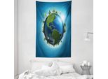 Abakuhaus Tappeto Da Parete E Copriletto, Blue Seas Fresco Continente In Morbido Tessuto Microfibra Lavabile Senza Scolorimento Stampa Digitale, 140 X 230 Cm, Azzurro Verde Blu
