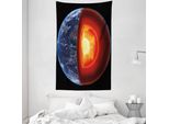 Abakuhaus Arazzo E Copriletto, Hot Burning Earth Nucleo In Morbido Tessuto Microfibra Lavabile Senza Scolorimento Stampa Digitale, 140 X 230 Cm, Nero Arancione Blu