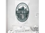 Abakuhaus Detroit Arazzo E Copriletto, Michigan Old Stamp In Morbido Tessuto Microfibra Lavabile Senza Scolorimento Stampa Digitale, 140 X 230 Cm, Nero Bianco Grigio