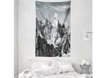 Abakuhaus Arazzo E Copriletto Bianco E Nero, Cime Montuose In Morbido Tessuto Microfibra Lavabile Senza Scolorimento Stampa Digitale, 140 X 230 Cm, Nero Bianco Grigio