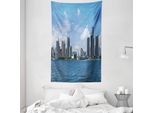 Abakuhaus Detroit Arazzo E Copriletto, Downtown-Line In Morbido Tessuto Microfibra Lavabile Senza Scolorimento Stampa Digitale, 140 X 230 Cm, Azzurro Bianco Grigio