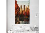 Abakuhaus Arazzo E Copriletto, Old Port Montreal Morning In Morbido Tessuto Microfibra Lavabile Senza Scolorimento Stampa Digitale, 140 X 230 Cm, Rosso Arancione Marrone