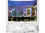 Tappeto Da Viaggio Abakuhaus, Città Di Singapore In Morbido Tessuto Microfibra Lavabile Senza Scolorimento, Stampa Digitale, 150 X 110 Cm, Multicolore