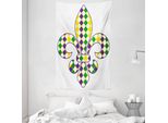 Abakuhaus Arazzo E Copriletto Carnevale, Lily Vintage In Morbido Tessuto Microfibra Lavabile Senza Scolorimento Stampa Digitale, 140 X 230 Cm, Verde Giallo Viola