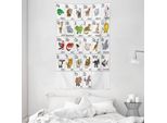 Abakuhaus Tappeto Didattico E Copriletto, Diagramma Dell'alfabeto In Morbido Tessuto Microfibra Lavabile Senza Scolorimento Stampa Digitale, 140 X 230 Cm, Multicolore