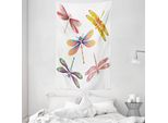 Abakuhaus Arazzo E Copriletto Libelle, Insetti Artistici Moderni In Morbido Tessuto Microfibra Lavabile Senza Scolorimento, Stampa Digitale, 140 X 230 Cm, Multicolore