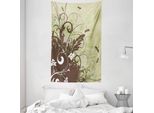 Abakuhaus Arazzo E Copriletto Libelle, Retro Flower Grunge In Morbido Tessuto Microfibra Lavabile Senza Scolorimento Stampa Digitale, 140 X 230 Cm, Kaki Marrone Lilla