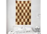 Abakuhaus A Quadri Arazzo E Copriletto, Scacchiera Legno Morbido Tessuto In Microfibra Lavabile Senza Scolorimento Stampa Digitale, 140 X 230 Cm, Marrone Marrone Chiaro