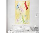 Abakuhaus Arazzo E Copriletto Libelle, Campo Fiorito E Sole In Morbido Tessuto Microfibra Lavabile Senza Scolorimento Stampa Digitale, 140 X 230 Cm, Multicolore