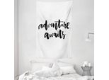 Abakuhaus Arazzo E Copriletto Adventure, Vita-Viaggio-Viaggio In Morbido Tessuto Microfibra Lavabile Senza Scolorimento Stampa Digitale, 140 X 230 Cm, Bianco Nero