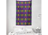 Abakuhaus Arazzo E Copriletto Carnevale, Motivi Antichi Tile In Morbido Tessuto Microfibra Lavabile Senza Scolorimento Stampa Digitale, 140 X 230 Cm, Verde Giallo Viola