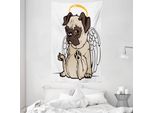 Abakuhaus Arazzo E Copriletto Mops, Puppy Angel Wings Hare In Morbido Tessuto Microfibra Lavabile Senza Scolorimento Stampa Digitale, 140 X 230 Cm, Arancione, Beige E Marrone