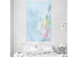 Abakuhaus Arazzo E Copriletto Con Motivi Floreali, Hibiscus Exotic Plant In Morbido Tessuto Microfibra Lavabile Senza Scolorimento Stampa Digitale, 140 X 230 Cm, Azzurro Pallido Rosa Chiaro