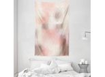 Abakuhaus Arazzo E Copriletto Peach, Squares Arte Moderna In Morbido Tessuto Microfibra Lavabile Senza Scolorimento Stampa Digitale, 140 X 230 Cm, Marrone Umbra Rosso Corallo