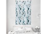 Abakuhaus Arazzo Floreale E Copriletto, Doodle Floral Botanik In Morbido Tessuto Microfibra Lavabile Senza Scolorimento Stampa Digitale, 140 X 230 Cm, Grigio Blu-Grigio Bianco