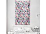 Abakuhaus Paris Arazzo E Copriletto, Fiori Rosa Romantici In Morbido Tessuto Microfibra Lavabile Senza Scolorimento, Stampa Digitale, 140 X 230 Cm, Verde Mare Pallido