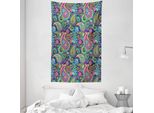 Abakuhaus Navy E Blush Arazzo E Copriletto, Paisley Vintage In Morbido Tessuto Microfibra Lavabile Senza Scolorimento Stampa Digitale, 140 X 230 Cm, Blu Giallo Rosa