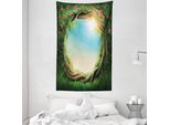 Abakuhaus Arazzo E Copriletto, Foresta Incantata In Primavera In Morbido Tessuto Microfibra Lavabile Senza Scolorimento Stampa Digitale, 140 X 230 Cm, Verde Cacao Rosa
