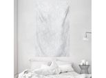 Abakuhaus Arazzo E Copriletto Grigio E Bianco, Motivo Botanico In Morbido Tessuto Microfibra Lavabile Senza Scolorimento, Stampa Digitale, 140 X 230 Cm, Grigio Bianco