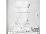 Abakuhaus Arazzo E Copriletto Grigio E Bianco, Design Rustico In Morbido Tessuto Microfibra Lavabile Senza Scolorimento Stampa Digitale, 140 X 230 Cm, Bianco