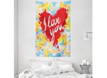 Abakuhaus Ti Amo Arazzo E Copriletto, Brushstroke Messaggio In Morbido Tessuto In Microfibra Lavabile Senza Scolorimento Stampa Digitale, 140 X 230 Cm, Multicolore