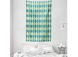 Abakuhaus Arazzo Geometrico E Copriletto, Forma Ovale Astratta In Morbido Tessuto Microfibra Lavabile Senza Scolorimento Stampa Digitale, 140 X 230 Cm, Blu Cadetto Verde Chiaro