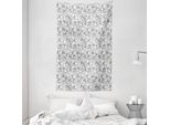 Abakuhaus Arazzo E Copriletto Grigio E Bianco, Botanical Poppy In Morbido Tessuto Microfibra Lavabile Senza Scolorimento Stampa Digitale, 140 X 230 Cm, Bianco Nero