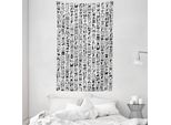 Abakuhaus Arazzo Egiziano E Copriletto, Geroglifici Monocromatici In Morbido Tessuto Microfibra Lavabile Senza Scolorimento Stampa Digitale, 140 X 230 Cm, Bianco Nero