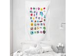Abakuhaus Emoji Arazzo E Copriletto, Elementi Della Cultura Pop In Morbido Tessuto Microfibra Lavabile Senza Scolorimento Stampa Digitale, 140 X 230 Cm, Multicolore